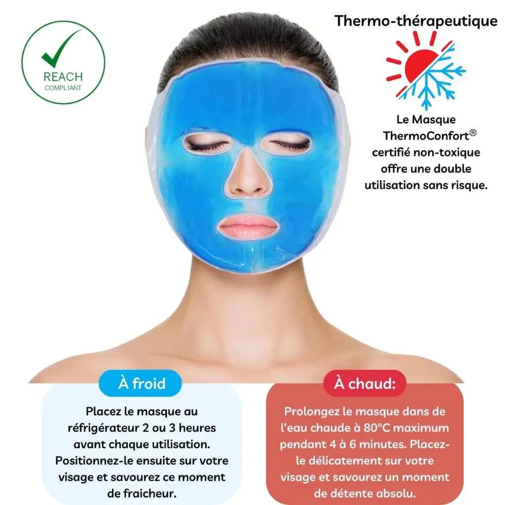 Masque Gel Thermothérapeutique - Relaxation Thérapie par le Chaud ou le Froid, Poche Compresse Contre les Migraines, Effet Relaxant, Favorise la Circulation Sanguine